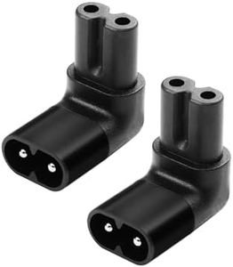 JSADZKJ IEC 320 C8 a C7 Adaptador de Corriente de 90 Grados de ángulo C8 Macho a C7 Hembra AC Figura 8 enchufes de alimentación,para Ordenadores portátiles impresoras escáneres(Up Down ángulo)