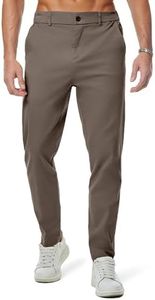 JMIERR Men's Stretch Chino Pants Business Casual Stretch Waist Slim Fit Golf Pants Tapered Cotton Twill Trousers Dress Pants with Pockets, M, Greyish Brown