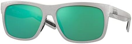 Costa Del Mar Baffin Rectangular Sunglasses, Net Light Grey/Copper Green Mirrored Polarized-580g, 58 mm