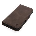 Porter Riley - Leather Case for iPhone 15. Premium Genuine Leather Stand/Cover/Wallet/Flip Case with Card Slots & Horizontal Stand (Chocolate Brown)