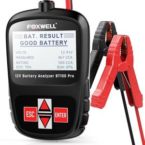 FOXWELL BT100 Pro Car Battery Tester 12V Automotive 100-1100CCA Digital Battery Analyzer Detect Health Faults, High-Precision Battery Load Tester for Car Marine Motorcycle ATV SUV Boat Yacht