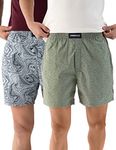 DAMENSCH Men's Cotton Boxers (Pack of 2) (DAM-PRIN-LBX-PACK-2-DGN-MRG-MIX-L_Dot Green, Marble Grey_L)