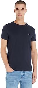 Tommy Hilfiger T-shirt Maniche Corte Uomo Core Stretch Slim Fit, Blu (Desert Sky), M