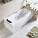 Whirlwell 59x30 Inch Compact Corner Whirlpool Bathtub with Right Drain, Multi-Zone Jet Massage, Acrylic Soaking Tub, Faucet Set and Pillow – White
