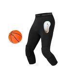 Unlimit Compression Pants with Knee Pads and Protective Cup for Mens in Baseball Football Lacrosse MMA Basketball and Hockey, Black., Legging With Cup, Medium