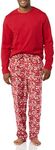 Amazon Essentials Men's Flannel Pyjama Set (Available in Big & Tall), Red Mono Santa, S