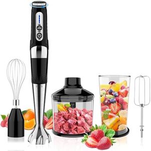 Toogel Cordless Immersion Blender, 4-in-1 Electric Hand Blender with 21-Speed & 3-Angle Adjust, USB Rechargeable, BPA-Free & Dishwasher Safe for Baby Food, Smoothies, Soup (Black)