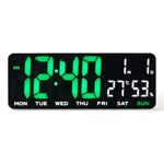 Amazon Basics LED Digital Wall with Dual Alarm, Snooze, Auto Brightness, ABS, Black Color,USB Powered, 12/24 Hr Format, Modern Display for Bedroom, Home, Office (Size: 35 × 13.2 × 2.9 cm)