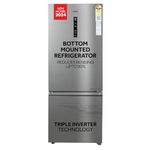 Haier 325 L, 3 Star, Convertible 14-in-1 Triple Inverter & Fan Motor Technology, with Display Frost Free Double Door Bottom Mount Refrigerator (HEB-333DS-P, Dazzle Steel, 2024 Model)