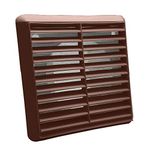 Kair Brown Louvred Wall Vent Grille 155mm External Dimension with Flyscreen and Round 100mm - 4 inch Rear Spigot