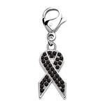 CHOORO Melanoma Cancer Awareness Gift Black Ribbon Survivor Gift Black Ribbon Charm Zipper Pull Skin Cancer Survivor Narcolepsy Awareness Encouragement Gift (Black Ribbon Zipper pull)