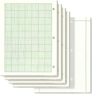 Zhanmai 5 Pack Engineering Computation Pad 5 Squares Per Inch 8.5" x 11" Engineering Graph Paper Notepad 100 Sheets Per Pad, 3 Hole Punched(Beige, Green)