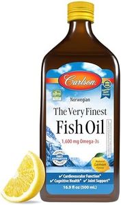 Carlson - The Very Finest Fish Oil, 1600 mg Omega-3s, Norwegian Fish Oil, Wild-Caught, Sustainably Sourced Fish Oil Liquid, Lemon, 16.9 Fl Oz