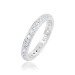 Ravishing Impressions Crystal Quartz Gemstone 925 Sterling Silver Eternity Band Ring In Pave Setting Fine Jewellery Unisex Adult