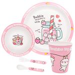 Stehlen Kids Dinnerware Set, 100% Melamine, Food Dinner Set, Bugs Bunny Theme, (Plate, Bowl, Glass, Spoon, Fork) Feeding Tableware Set for Kids, Dinner Set for Toodlers, FDA Approved- Bugs Bunny