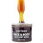 Parissa Face & Body Sugar Wax for Sensitive Skin, 100% Natural Hair Removal with Gentle & Washable Formula, At-Home Waxing Kit - 140ml Chamomile Sugar Wax, 20 Epilation Strips, 3 Wooden Spatulas