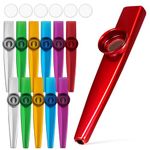 12 Pack Metal Kazoos: Multipack Kazoo Musical Instruments with 12 Flute Diaphragm - Compact and Lightweight - Musical Instruments for Adults, Kids, Beginners Birthday Party Favors(Assorted Color)
