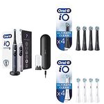 Oral-B iO9 Electric & Clean Toothbrush Head & Charging Case, 2 Pin Plug, Black with Electric Toothbrush, Twisted for Deeper Plaque Removal, Black with Toothbrush Head, Plaque Removal, White