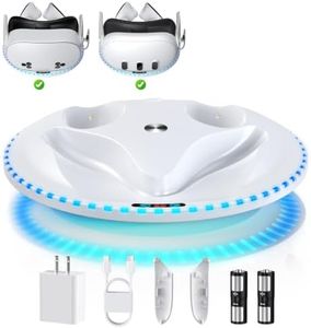 Kinwin 30W Fast Charging Dock for Meta Quest 3S/3/2, Magnetic Charger Station Stand for Oculus Quest 3S/3 Accessories with 11-Color RGB Light, 2 Rechargeable Batteries & Covers (Round/White)
