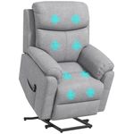HOMCOM Power Lift Recliner Chair with 8 Point Massage, Electric Lift Chair for Elderly, Overstuffed Linen Fabric Riser and Reclining Armchair with Remote Control, Side Pockets, for Living Room, Grey