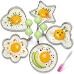5 Pcs Pancake Mold Set – Stainless Steel Pancake Molds for Griddle with Fun Shapes, Comfortable Handles, and Non-Slip Design – Egg Shaper for Frying Pan With Silicone Brush for Easy Use & Cleaning