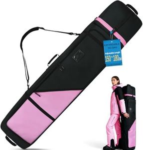 TVDARMO Ski Bag, Dynamic Adjustable Length - Padded Snowboard Bag Adjusts from 150cm to 180cm for Snow Air Travel Transport, Fits Skis Up to 150-180 cm