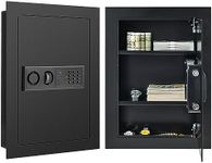 IRONMAX Wall Safe, Flat Recessed Hidden Wall Mount Safe Security Box w/LED Lights & Digital Electronic Lock, 22’’ Home Safe in Wall Safe between Studs for Firearms, Money, Cash, Jewelry, Passport