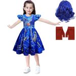 Girl Descendants Princess Costume with Wig and Gloves Dress Up for Kids Halloween Cosplay Outfits 5-10 Years