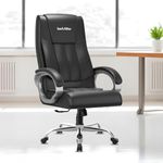 beAAtho® Berlin Orthopedic Boss Chair -3-Year Warranty | Leatherette Executive Office Chair | Ergonomic High- Back Chair-Cushioned Seat & Armrests | Metal Base. (Leatherette, Black)
