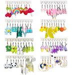 GIFIKOI 30-40 Pairs Weird Cute Funny Earrings Gummy Bear Duck Mushroom Fruit Flowers Drop Dangle Earrings for Women Aesthetic Earrings Food Animal Earrings Bulk, Acrylic, Cubic Zirconia