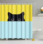 Mantto Black Cat Funny Animals Shower Curtains for Home Decor, Polyester Fabric Bathroom Shower Curtain Set with Hooks 72x72 inch (Cat, 72'' W x 72'' H)