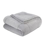 Vellux Twin Plush Lux Warm Blankets - All Season Blankets - Lightweight Quilted Blanket Twin Size - Ultra Soft Luxury Hotel Blanket - Box Stitched Blanket (Twin, Light Grey)