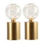 JHY DESIGN Decorative Bedside Lamps Battery Powered, Set of 2 Nightstand Table Lamp with Spherical Light-18 cm High Battery Wireless Lamp for Wedding Party Indoor Living Room Bedroom (Gold Base)