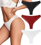 Avidlove 3 Pack Women Floral Lace Underwear Sexy Lace Hipster Panties Soft Breathable Brazilian Bikini L