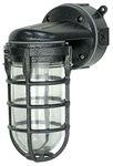 Woods L1707SVBLK Wall Mount Light in Hammered Black Finish for Outdoors and Indoors with Sturdy Die Cast Aluminum Cage (100W Incandescent, Industrial Design)