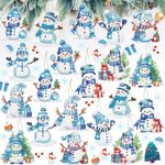 Skylety 20 Pieces Winter Diamond Painting Ornaments Diamond Art Keychain DIY Diamond Painting Tags Kit Home Decoration Party Ornament 5D Hanging Handcraft for Family Decor (Blue Snowman)