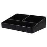 DOITOOL Coffee Station Organizer Coffee Bar Box Countertop Sugar Holder Tea Bags Storage Bin 3 Compartment Breakroom Coffee Condiment Organizer Sugar Sweetener Caddy for Hotel Restaurant Black