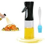 Pubiao Oil Sprayer Bottle 200ml Oil Spray Dispenser Mister Bottles with Brush Refillable Container for Kitchen Cooking Salad BBQ Baking Grilling Roasting Fryer Vinegar (Black)