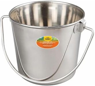 Heavy Stainless Steel Round Bucket, 4 Quart | Durable Food & Water Pail for Dogs, Cats, Kennels, Cages and Critter Crates | Multi-Purpose Bucket