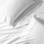 Solid King/CalKing size White 450 Thread Count Attached Waterbed Sheet Set with Pole attachments 100% CottonPoles not included