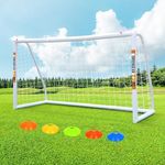 ORIENGEAR Soccer Goal, 12x6/10x6.5/8x6/6x4 Full Size Soccer Net Goals for Backyard with Training Cones, Portable Soccer Goal for Kids and Adults with 2 Nets & 1 Carry Bag, Porterias De Futbol Soccer