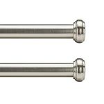 Curtain Rods,Brushed Nickel Curtain Rod for windows 28 to 48 Inch,Sliver Curtain Rod,Outdoor Curtain Rods, Hanging Curtain Rod with Brackets, Outdoor Curtain Rod, Telescope Curtain Rod Set,2 Pack