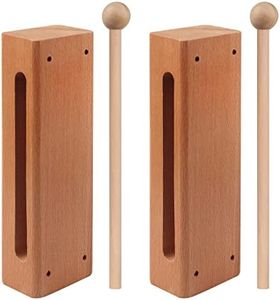 Solid Wood Rhythm Block, Set of 2, Solid Wood Rhythm Block Musical Percussion Instrument Perfect for Rhythm Classes with 2 Pack of Mallet Solid Hardwood by GNIEMCKIN