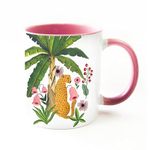 Fiery Cat in Jungle - Coffee Mug by The Spring Palette | Coffee Mug for Gift | Handpainted Designs, 330 ml Ceramic Mug, 1 Pc