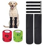 Pinenuts Dog Paw Protector, Waterproof Anti-Slip Dog Shoes Protective Sock + 2 Rolls Pet Vet Wrap + 4 pcs Skid-proof Set (10cm/40cm)