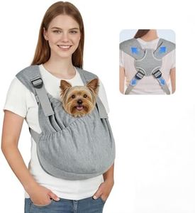 Supet Dog Sling Carrier, Hands Free Adjustable Puppy Pouch Carrier, Soft Wearable Pet Front Bag for Dachshund & Teacup Dogs, Anti-Anxiety Chest Carrier with Back Pain Relief (Grey, Plus)