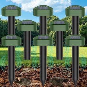Solar Mole Repellent, 8 Pack Repellent Ultrasonic Solar Powered Mole Repellent Stakes Waterproof Animals Repeller Groundhog Snake Repeller Mole Repeller for Lawn Garden