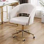 Wahson Home Office Chair Comfortable Computer Desk Chair Swivel Task Chair with Golden Base, Vanity Chair for Teens Adults Bedroom, Beige