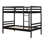 South Shore Furniture Fakto Solid Wood Industrial Twin Bunk Bed, Matte Black