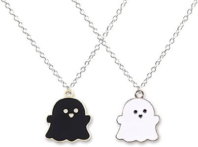 Halloween Ghost Necklace for Couples Friendship Necklaces for 2 Best Friend Christmas Birthday Gifts for Bestie Halloween Themed Gifts for Bff Matching Necklace